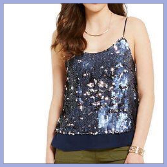 Chelsea u0026 Violet | Tops | Chelsea Violet Scoop Neck Flip Sequined Tank |  Poshmark